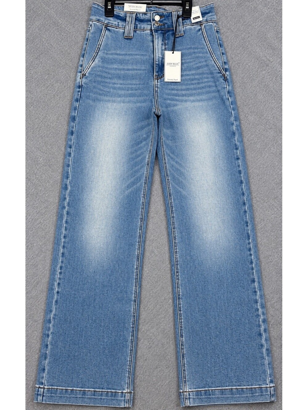 Judy Blue High Waist Wide Leg Jeans 3/26 NWT Double Button Light Wash JB88942
